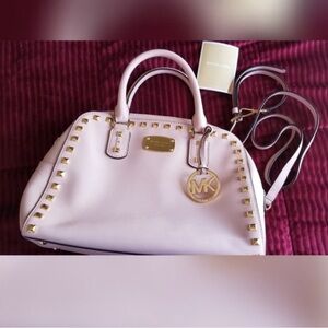 Michael Kors Cream Satchel with Gold Accents